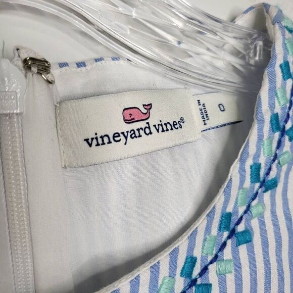 Vineyard Vines Pop Embroidered Floral Stretch Stripe Shift Dress Nautical Size 0 - Picture 9 of 10
